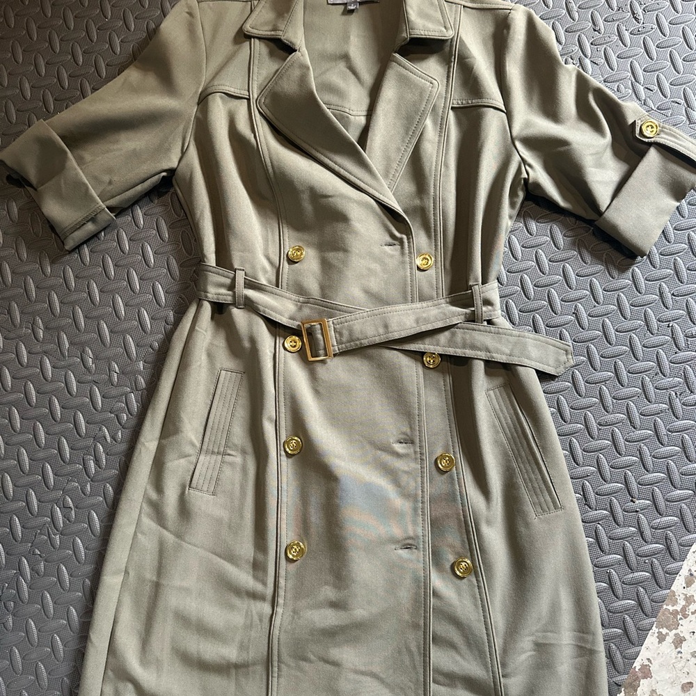 Olive Green dress with Gold Buttons